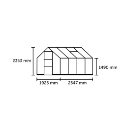 HALLS szklarnia ogrodowa ICON 6 (4,9 m2; 1,93 x 2,55 m) czarna, szkło hartowane + baza